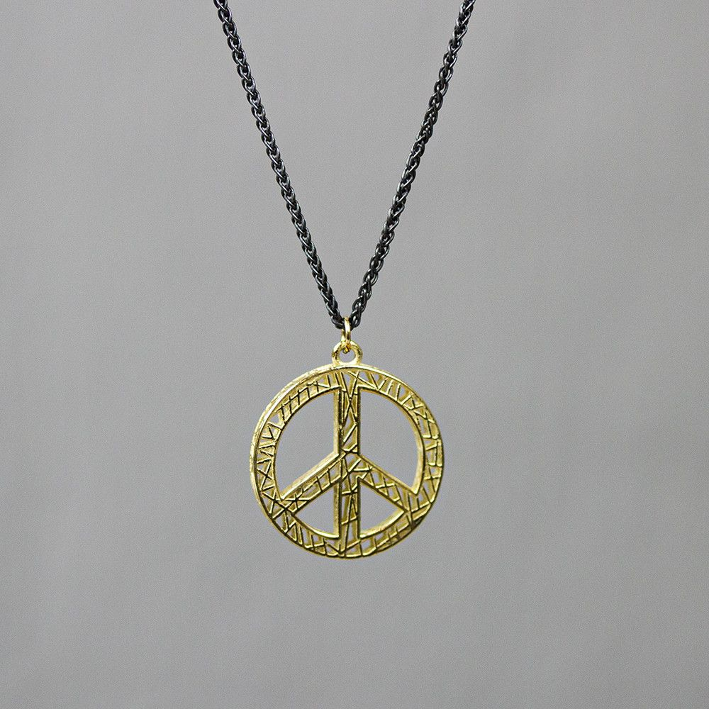 Jeh Jewels | Collier zilver oxy + 3D hanger G14K Peace