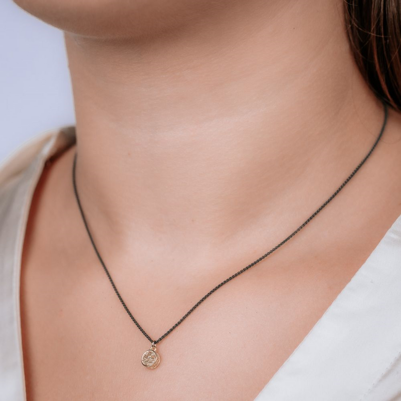 Jeh Jewels | Collier zilver oxy + 3D hanger G14K rond