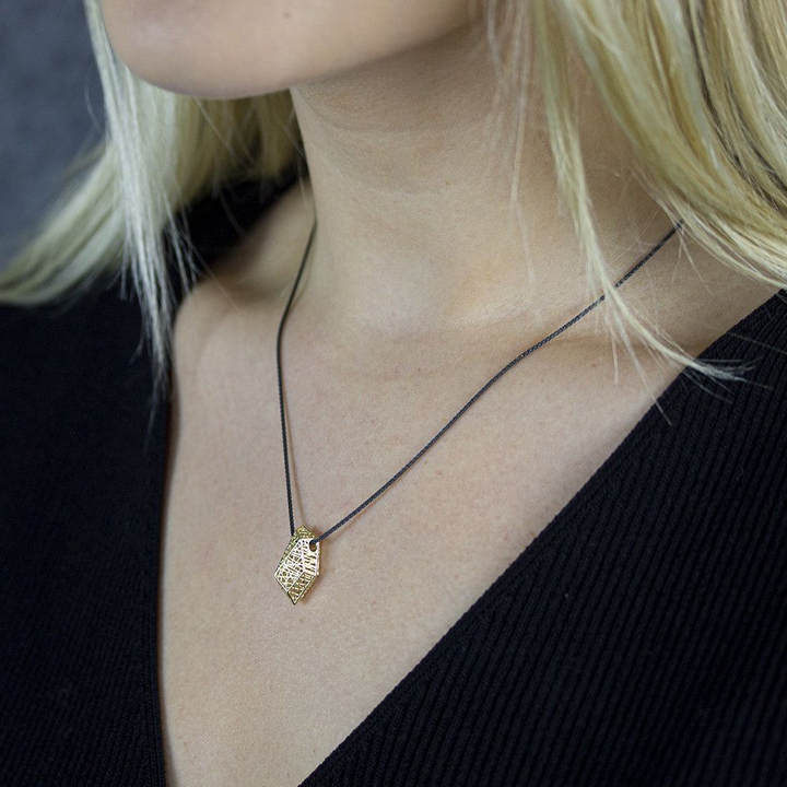 Jeh Jewels | Collier zilver oxy + hanger 14 karaat goud hoekig