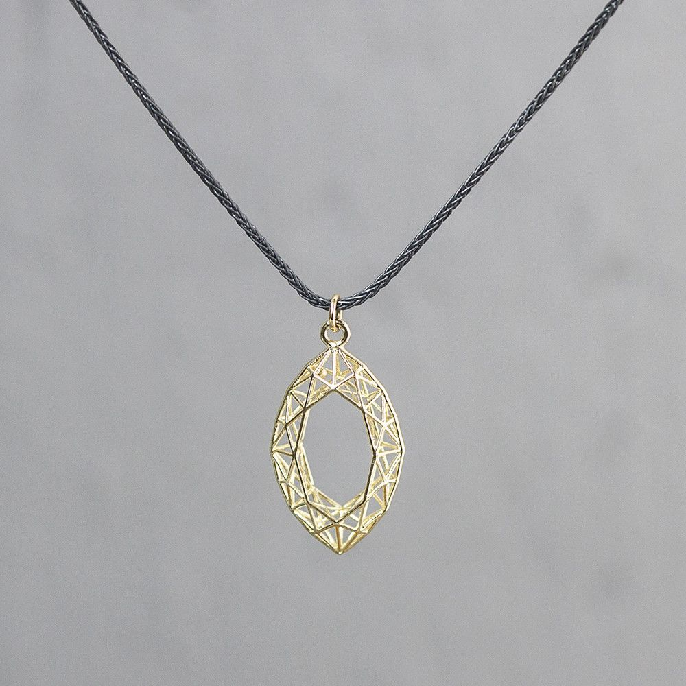 Jeh Jewels | Collier zilver oxy + hanger 14 karaat navette