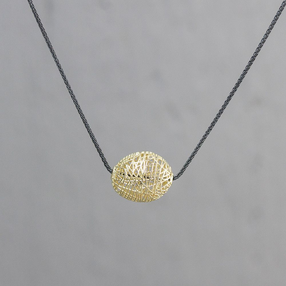 Jeh Jewels | Collier zilver oxy + hanger G14K eivorm groot