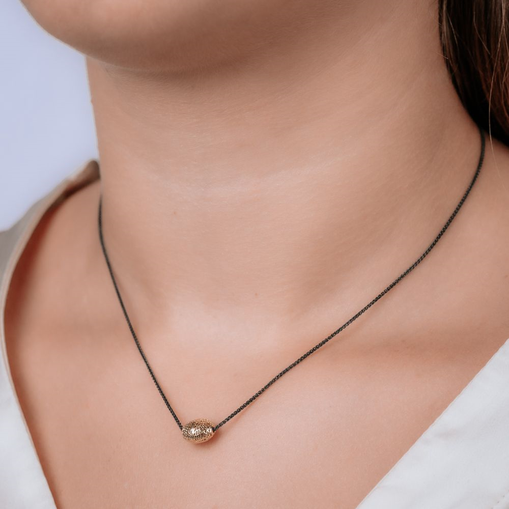 Jeh Jewels | Collier zilver oxy + hanger G14K eivorm groot