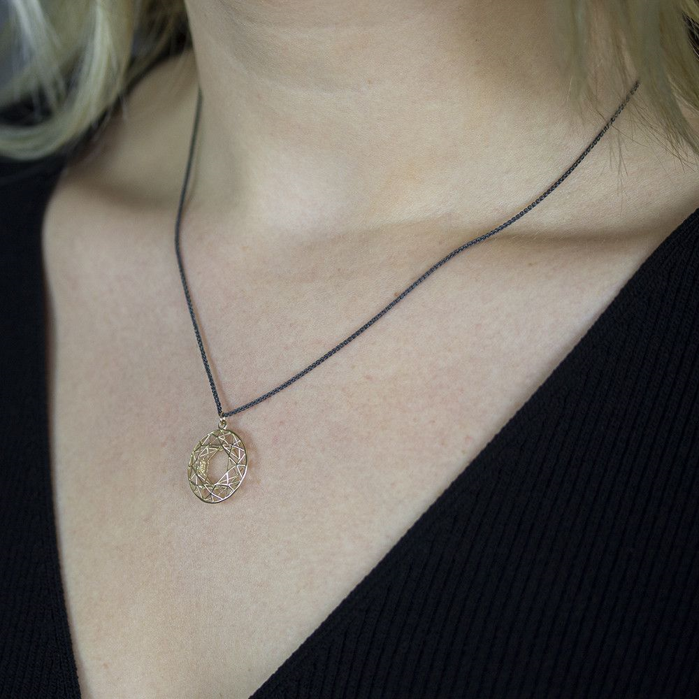 Jeh Jewels | Collier zilver oxy + hanger G14K ovaal