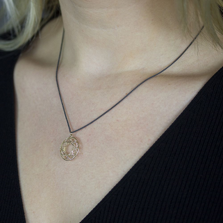 Jeh Jewels | Collier zilver oxy + hanger G14K ovaal