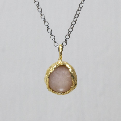 Jeh Jewels | Collier zilver oxy met hanger verguld en roze maansteen