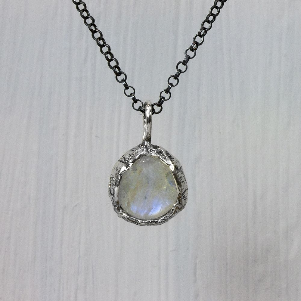 Jeh Jewels | Collier zilver oxy met hanger zilver en maansteen