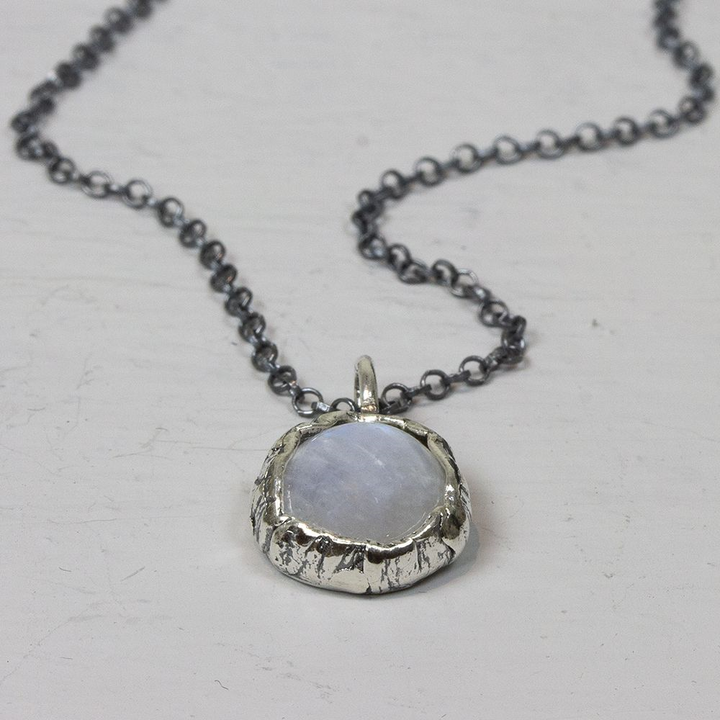 Jeh Jewels | Collier zilver oxy met hanger zilver en maansteen