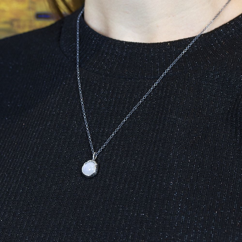 Jeh Jewels | Collier zilver oxy met hanger zilver en maansteen