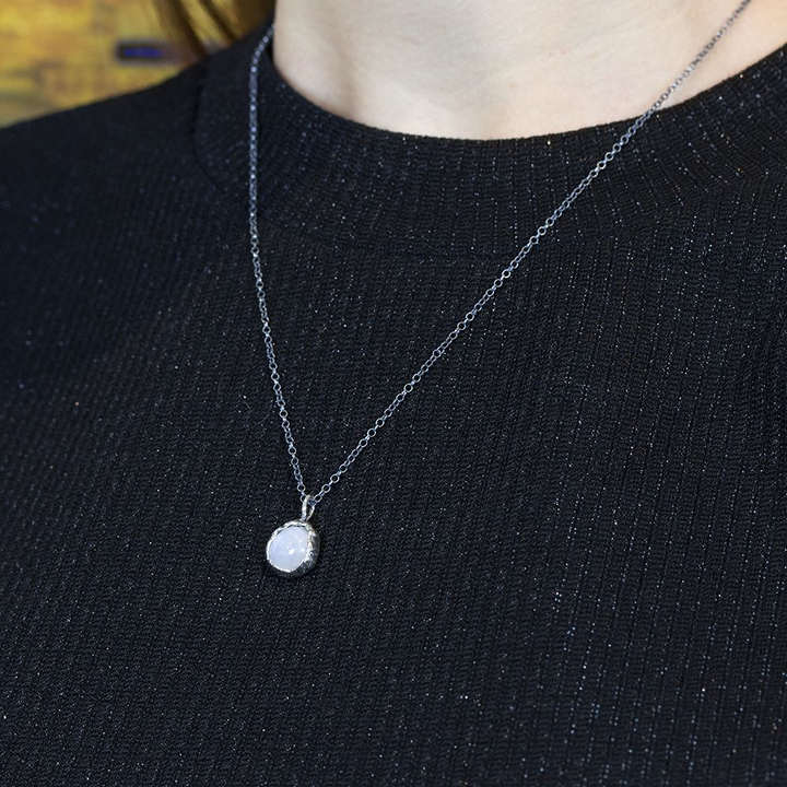 Jeh Jewels | Collier zilver oxy met hanger zilver en maansteen