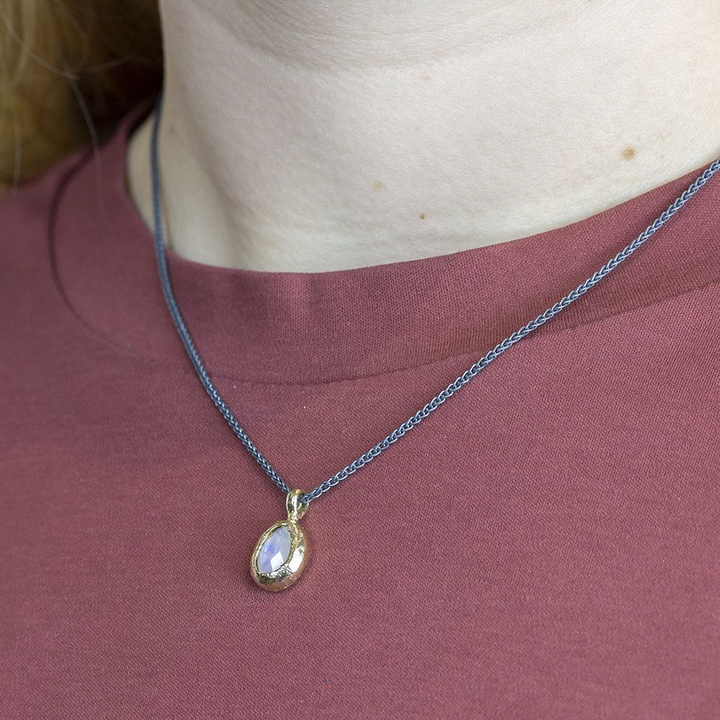 Jeh Jewels | Collier zilver oxy met maansteen vergulde hanger