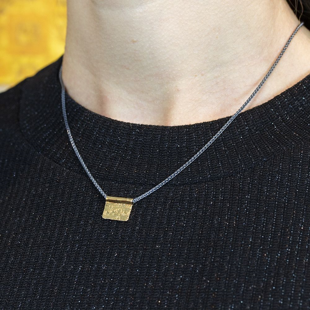 Jeh Jewels | Collier zilver oxy met verguld flapje