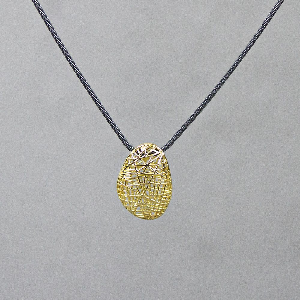 Jeh Jewels | Collier zilver oxy + organische hanger van 14 karaat goud