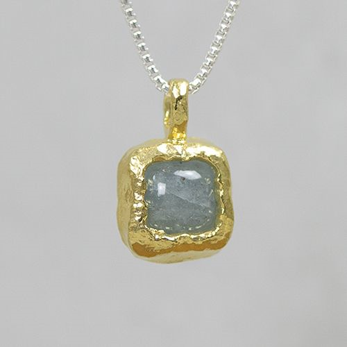 Jeh Jewels | Collier zilver wit met verguld aquamarijn hanger