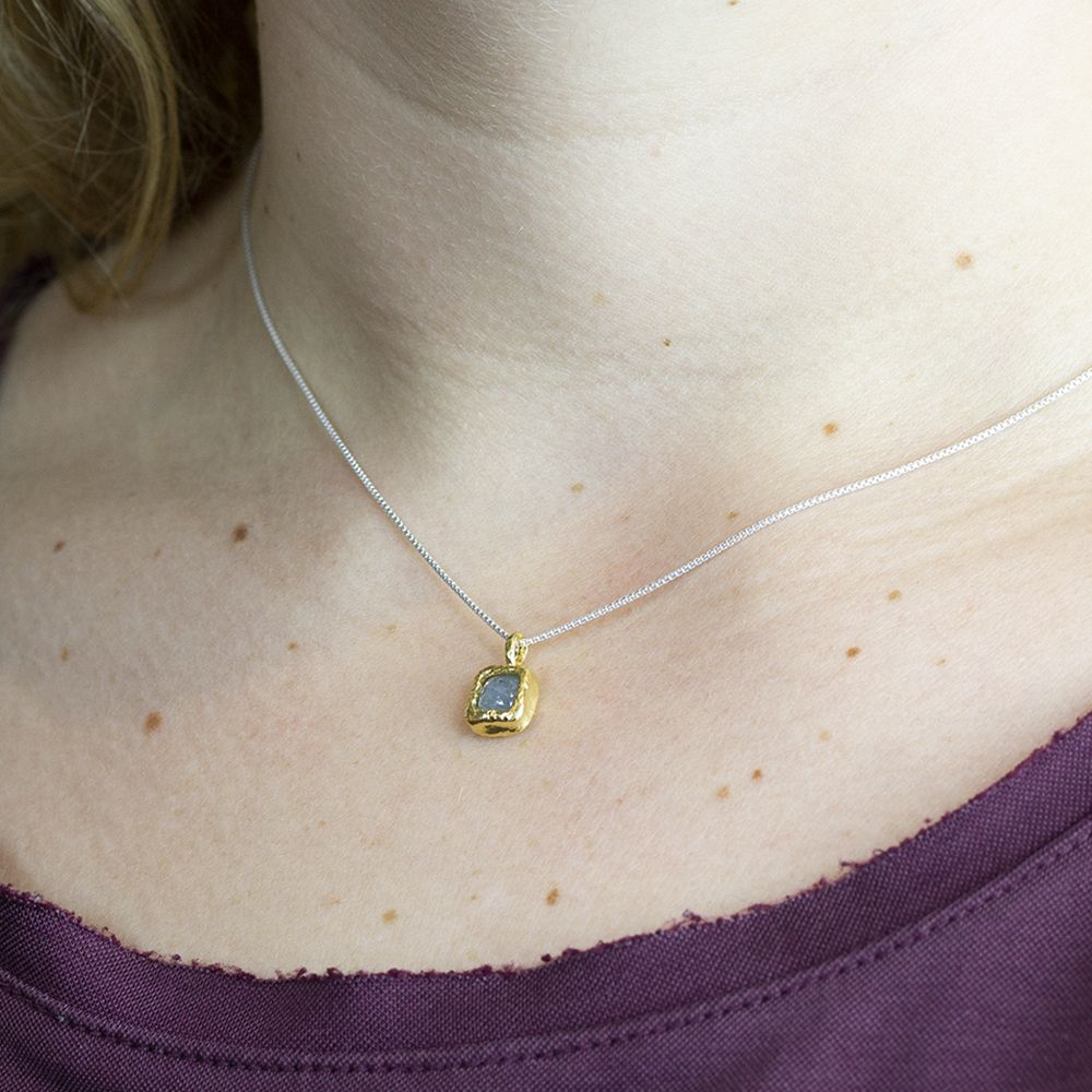 Jeh Jewels | Collier zilver wit met verguld aquamarijn hanger