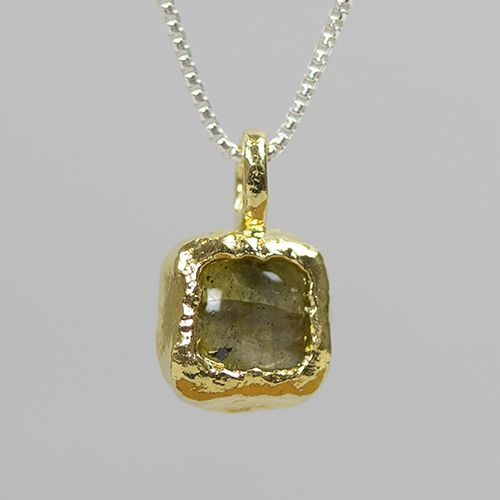 Jeh Jewels | Collier zilver wit met verguld labradoriet hanger