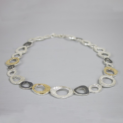 Jeh Jewels | Collier zilver wit/oxy met zilver oxy verguld cirkel
