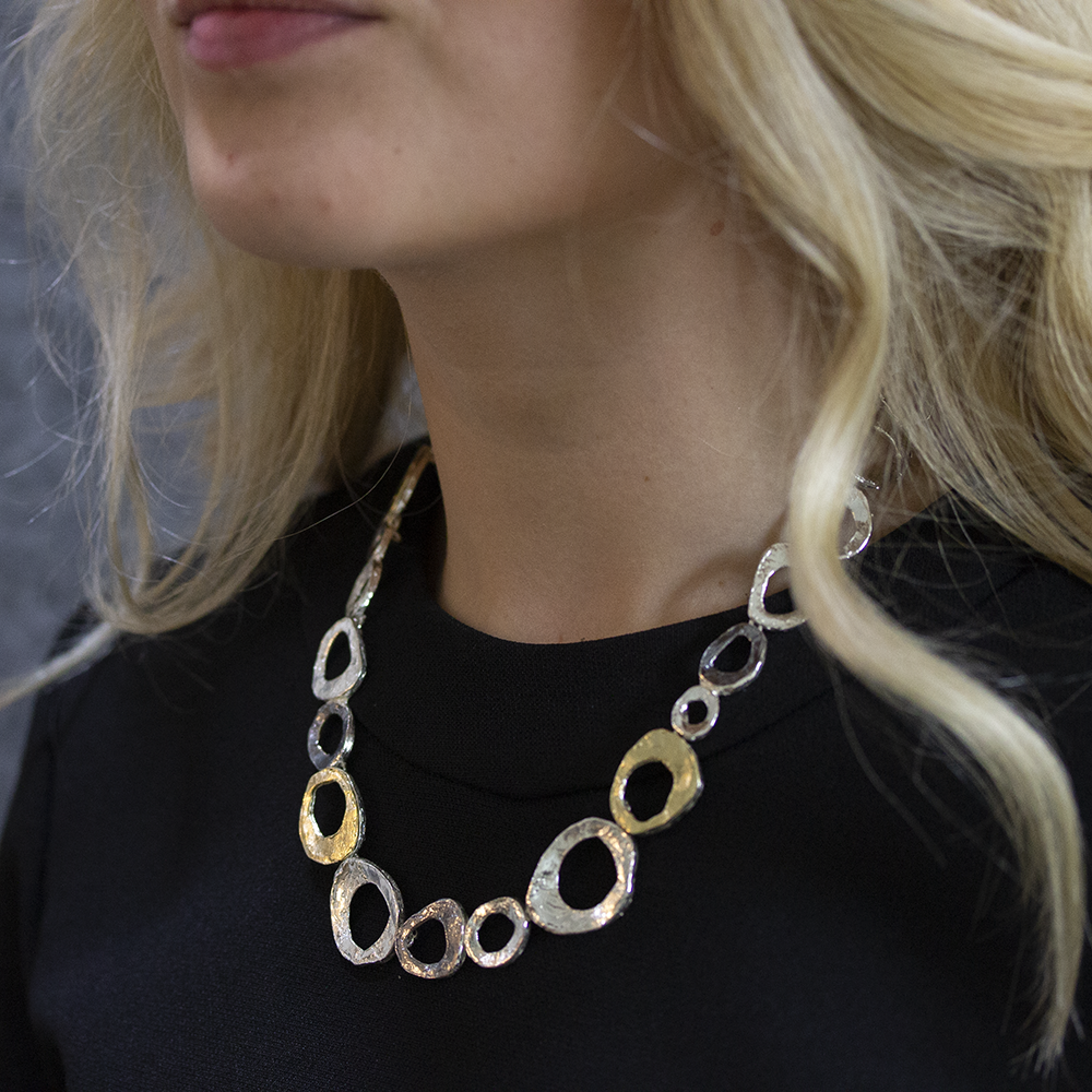 Jeh Jewels | Collier zilver wit/oxy met zilver oxy verguld cirkel