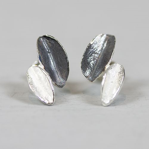 Jeh Jewels | Oorbellen zilver wit en oxy dubbel blad