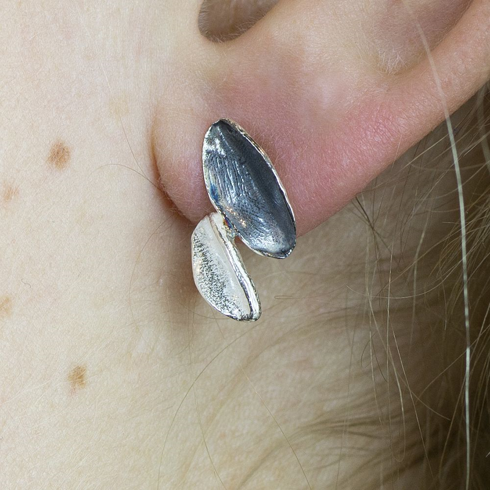 Jeh Jewels | Oorbellen zilver wit en oxy dubbel blad