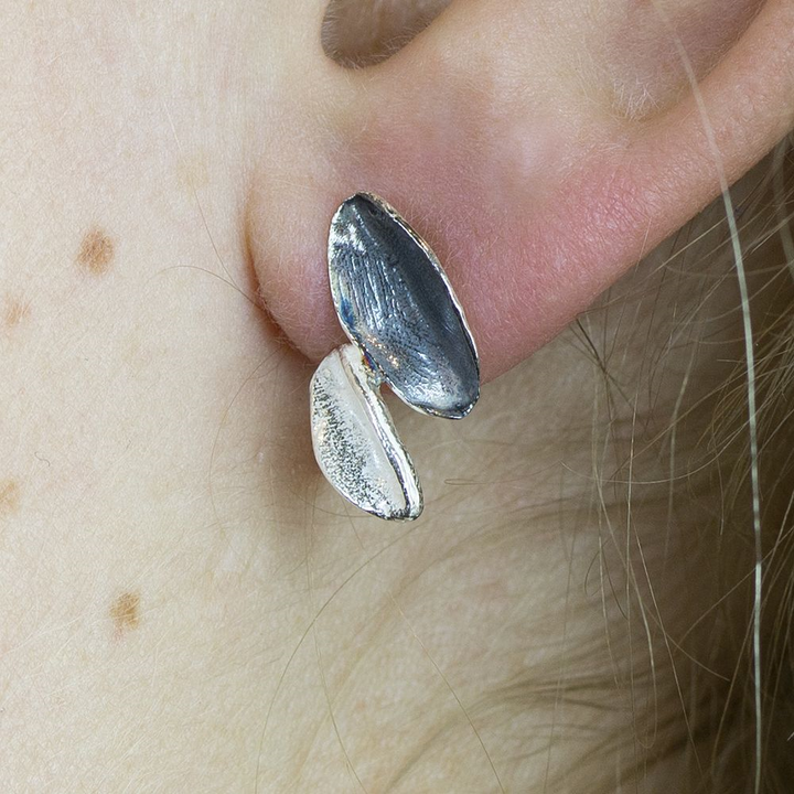 Jeh Jewels | Oorbellen zilver wit en oxy dubbel blad