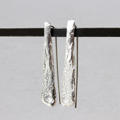 Jeh Jewels | Oorhanger plat lang zilver gehamerd