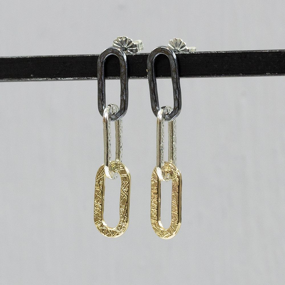 Jeh Jewels | Oorsteker drie kleuren geschakeld Goldfilled