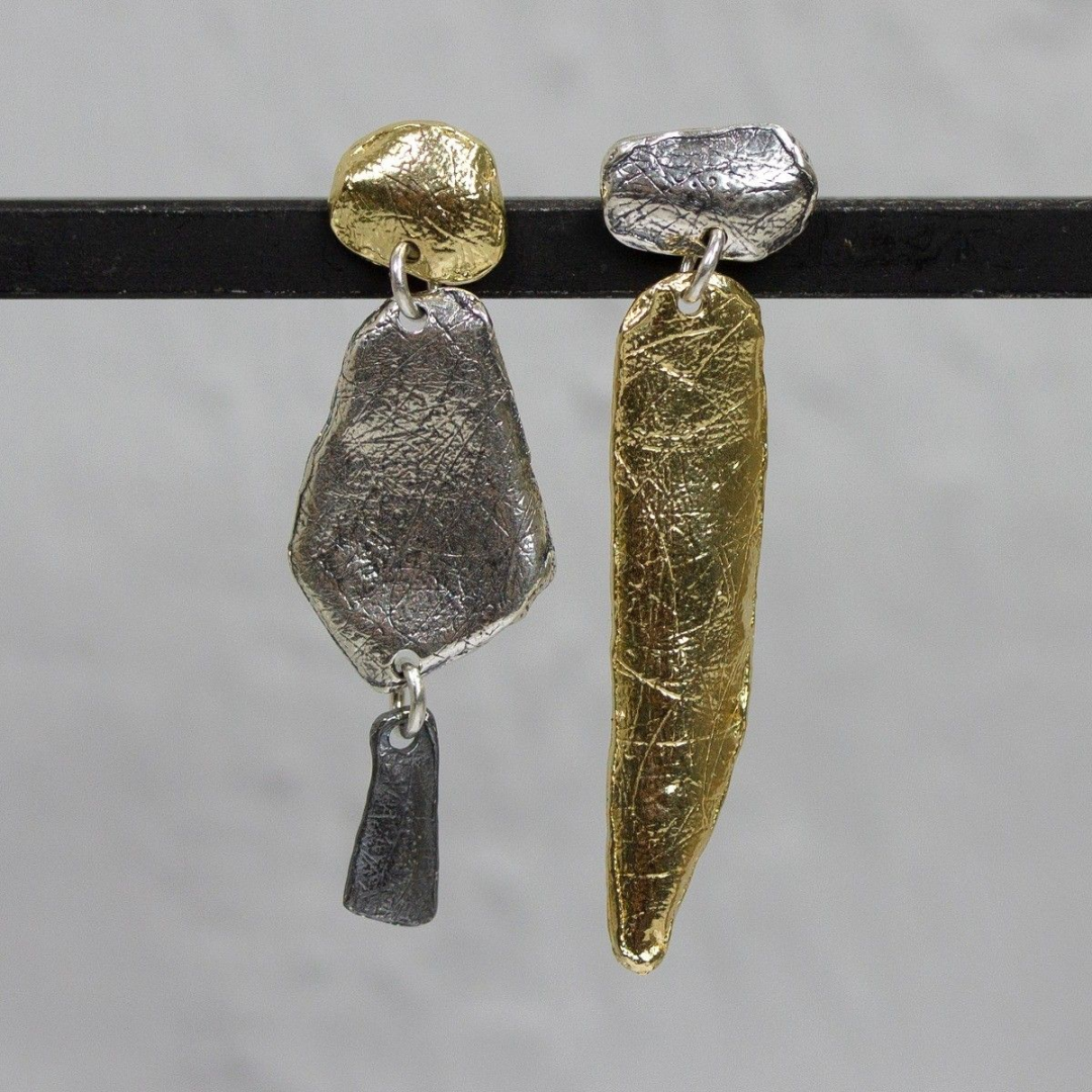 Jeh Jewels | Oorsteker zilver oxy + zilver verguld tegendraads