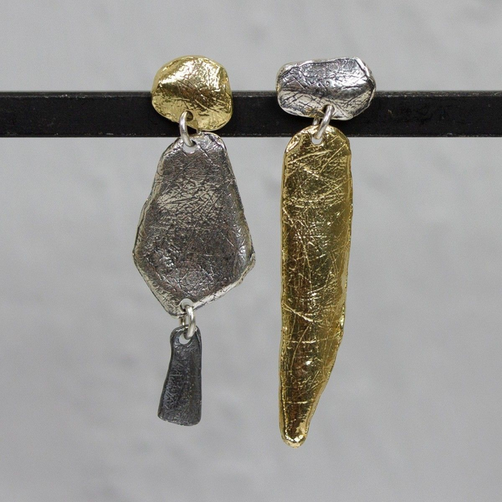 Jeh Jewels | Oorsteker zilver oxy + zilver verguld tegendraads