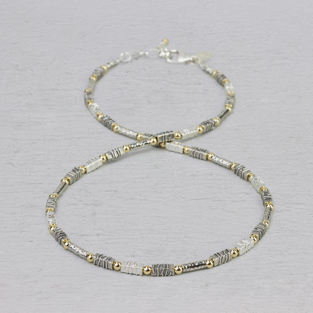 Jeh Jewels | Zilver collier oxy/wit/goldfilled