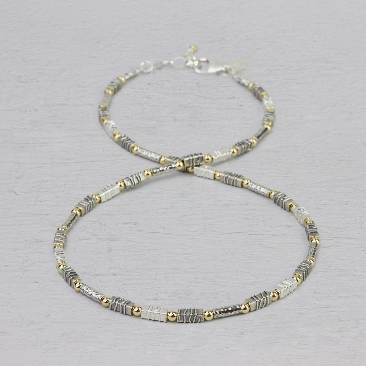 Jeh Jewels | Zilver collier oxy/wit/goldfilled