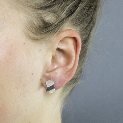 Jeh Jewels | Zilver oxy rechthoek oorsteker