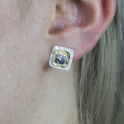 Jeh Jewels | Zilver oxy verguld vierkant oorsteker
