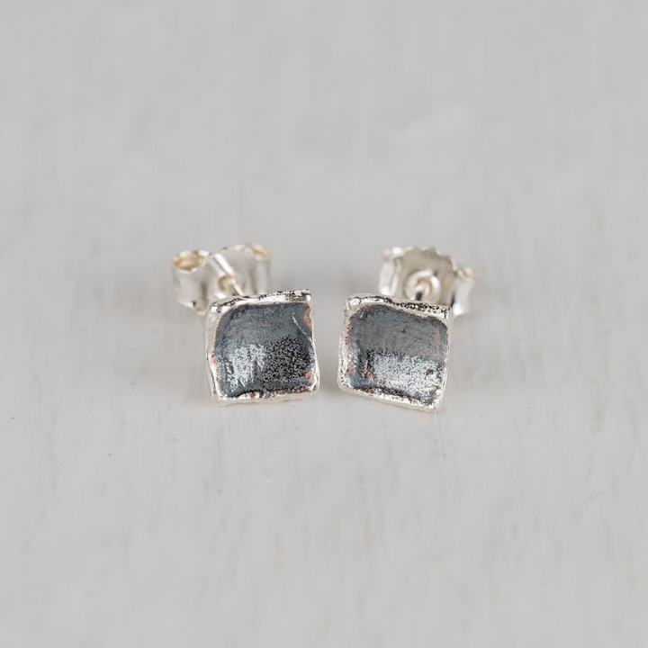 Jeh Jewels | Zilver oxy / wit vierkant oorstekers