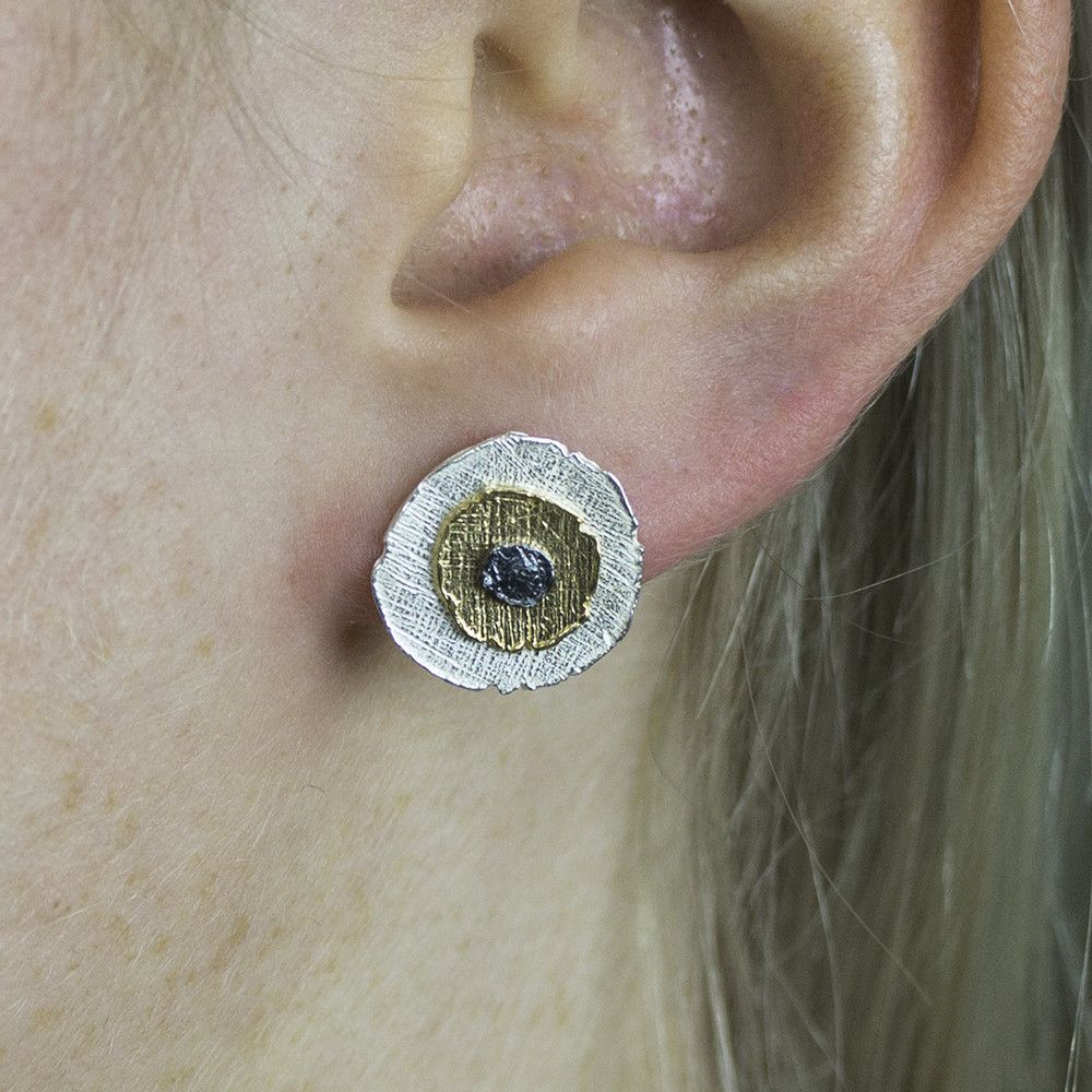 Jeh Jewels | Zilver verguld oxy gestapeld rond oorstekers