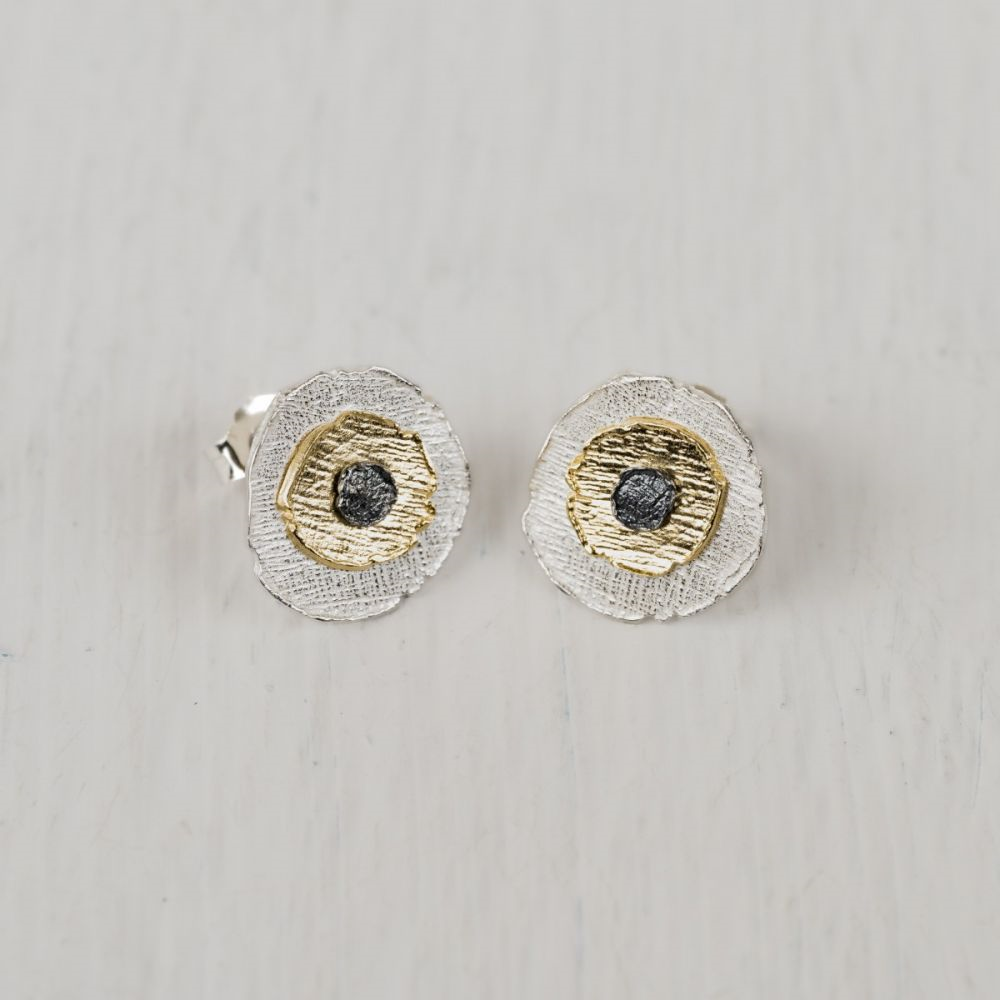 Jeh Jewels | Zilver verguld oxy gestapeld rond oorstekers