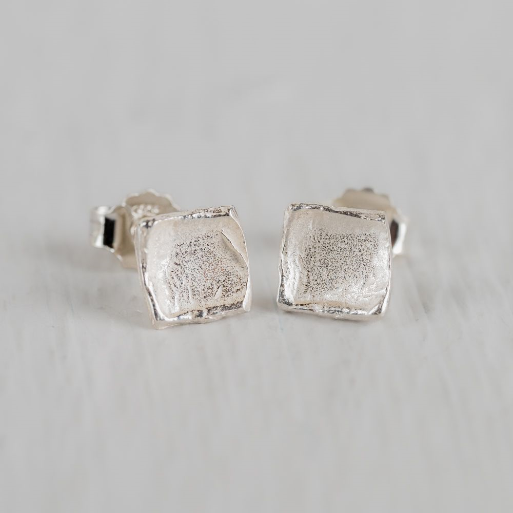 Jeh Jewels | Zilver wit vierkant oorbel