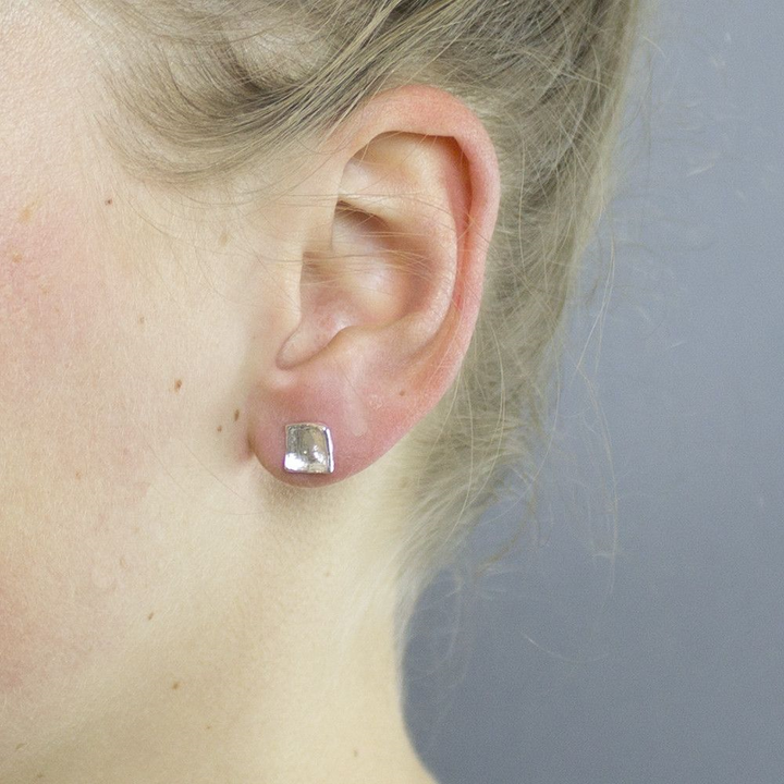 Jeh Jewels | Zilver wit vierkant oorbel