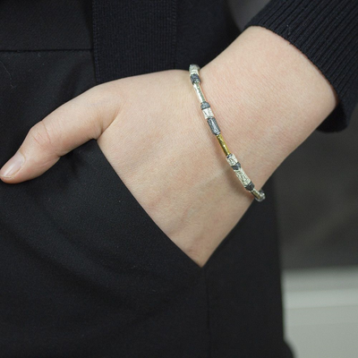 Jeh Jewels | Zilveren buisjes armband afgewisseld met geoxideerde en goldfilled buisjes