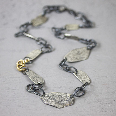 Jeh Jewels | Zilveren collier deels geoxideerd en goldfilled
