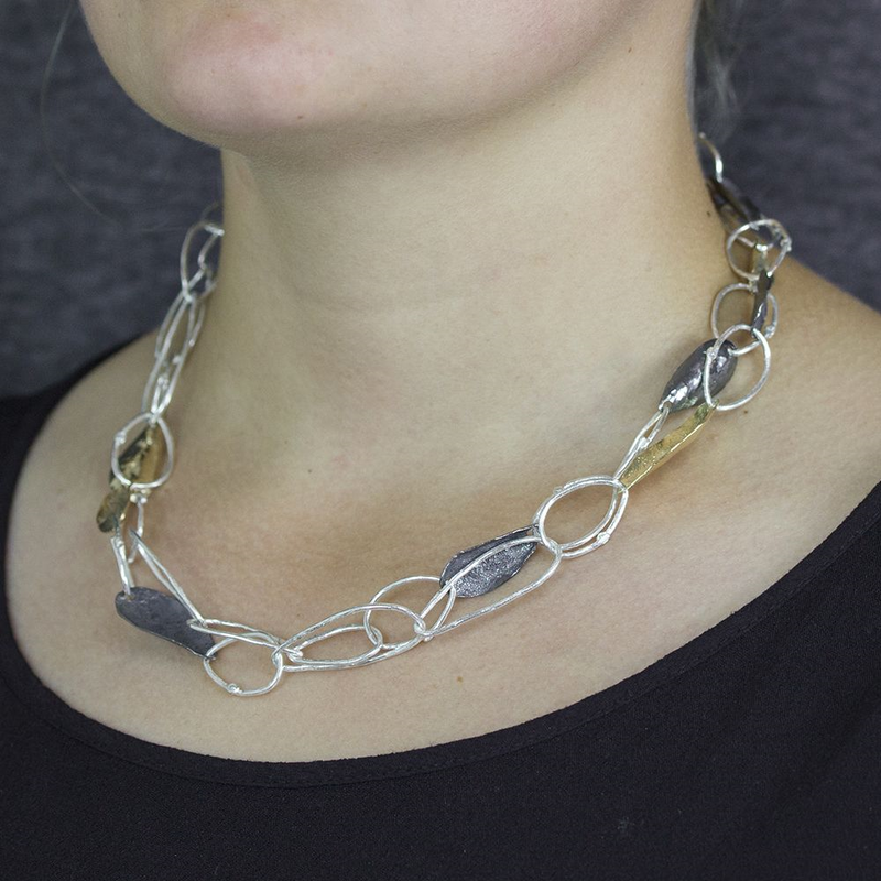 Jeh Jewels | Zilveren collier deels verguld en geoxideerd