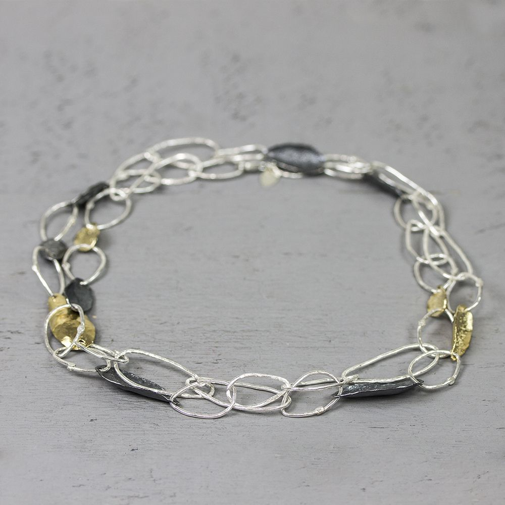 Jeh Jewels | Zilveren collier deels verguld en geoxideerd