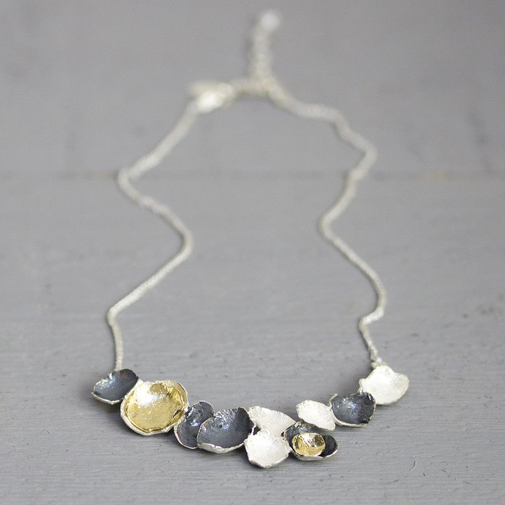 Jeh Jewels | Zilveren collier met een boog van schakels deels geoxideerd en verguld