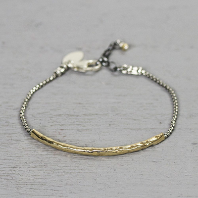 Jeh Jewels | Zilveren geoxideerde armband met lange goldfilled buis