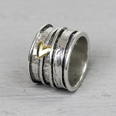 Jeh Jewels | Zilveren geoxideerde ring met 9 karaat hartje