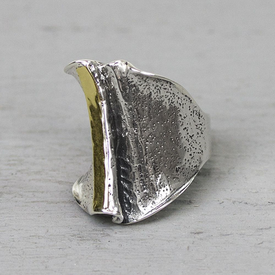 Jeh Jewels | Zilveren geoxydeerde ring met een band van 9 karaat goud