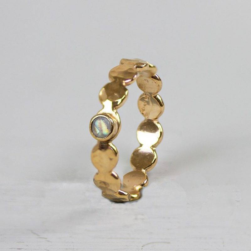 Jeh Jewels | Zilveren goldfilled ring met bubbles en maansteen