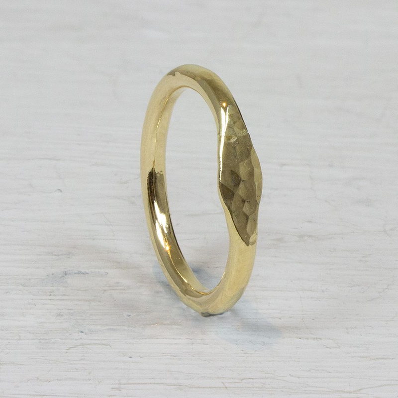 Jeh Jewels | Zilveren goldfilled ring met hamerslag