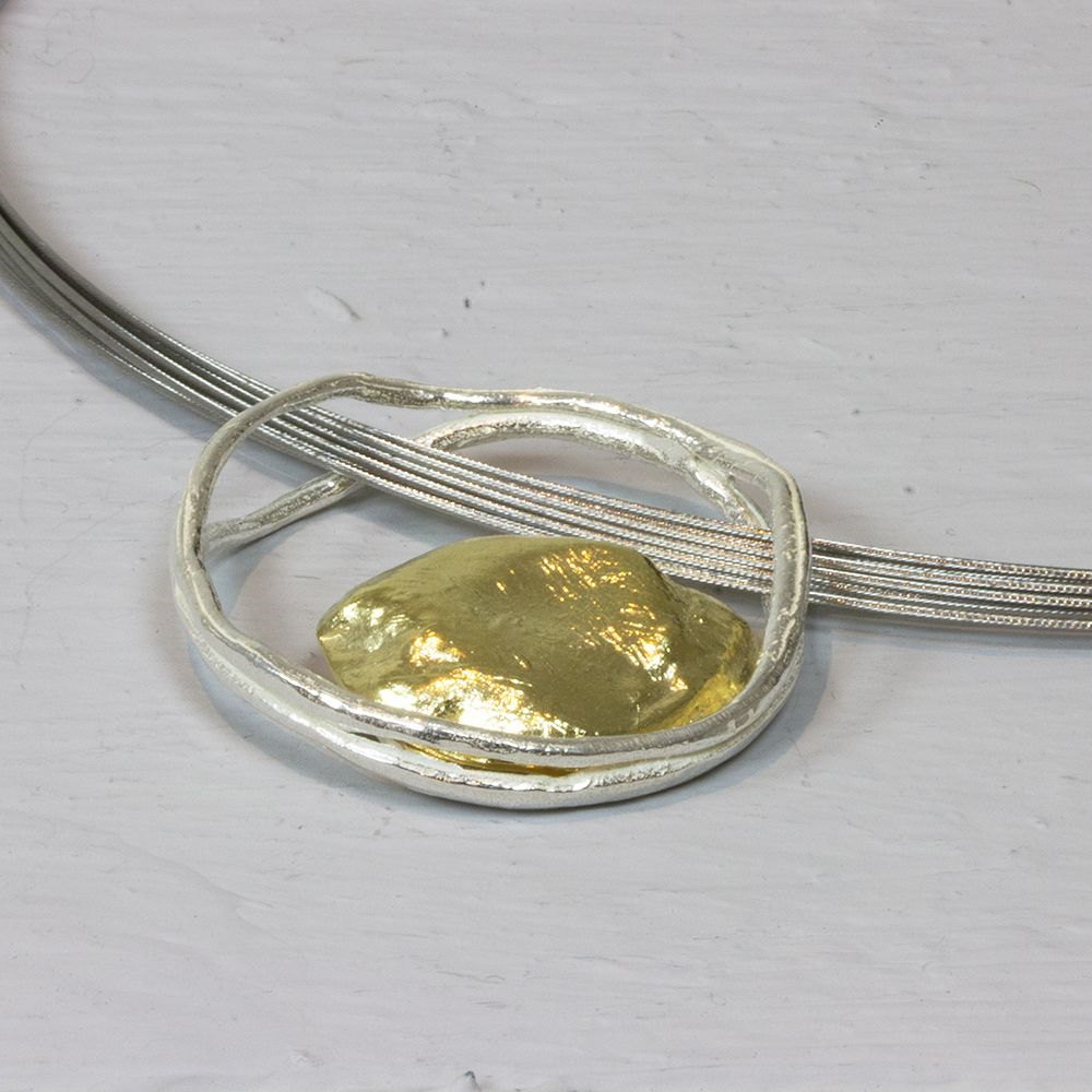 Jeh Jewels | Zilveren hanger dubbel draad met verguld hart