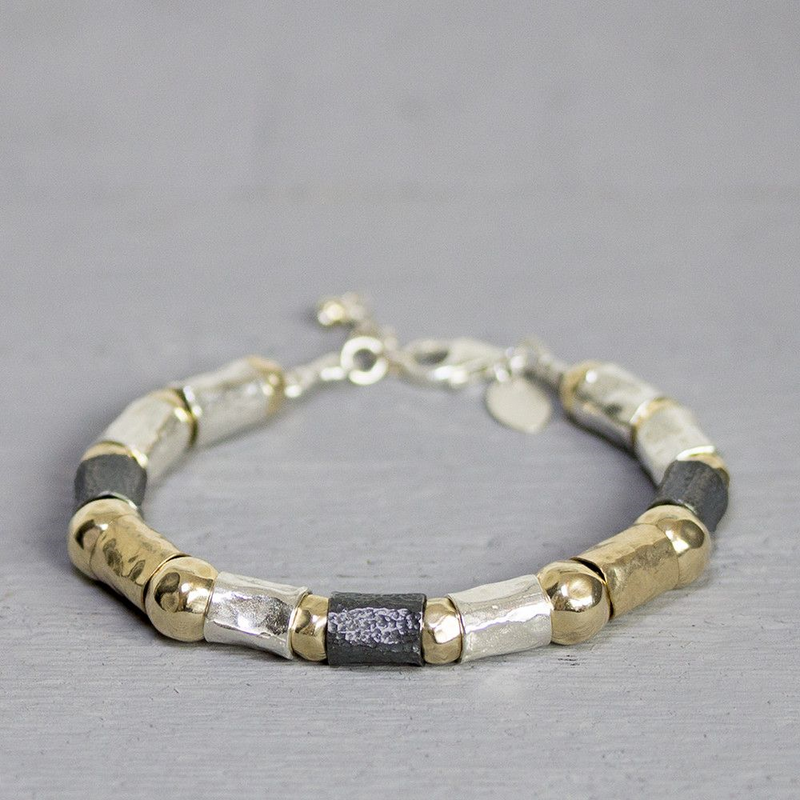 Jeh Jewels | Zilveren met goud gekleurde en geoxideerde schakel armband