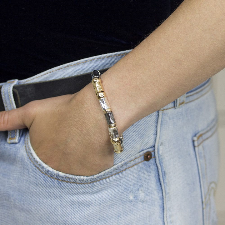 Jeh Jewels | Zilveren met goud gekleurde en geoxideerde schakel armband